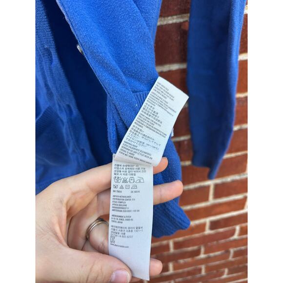 Hollister Blue Button Front Cardigan Sweater V-Neck Long Sleeve Medium - Picture 4 of 6